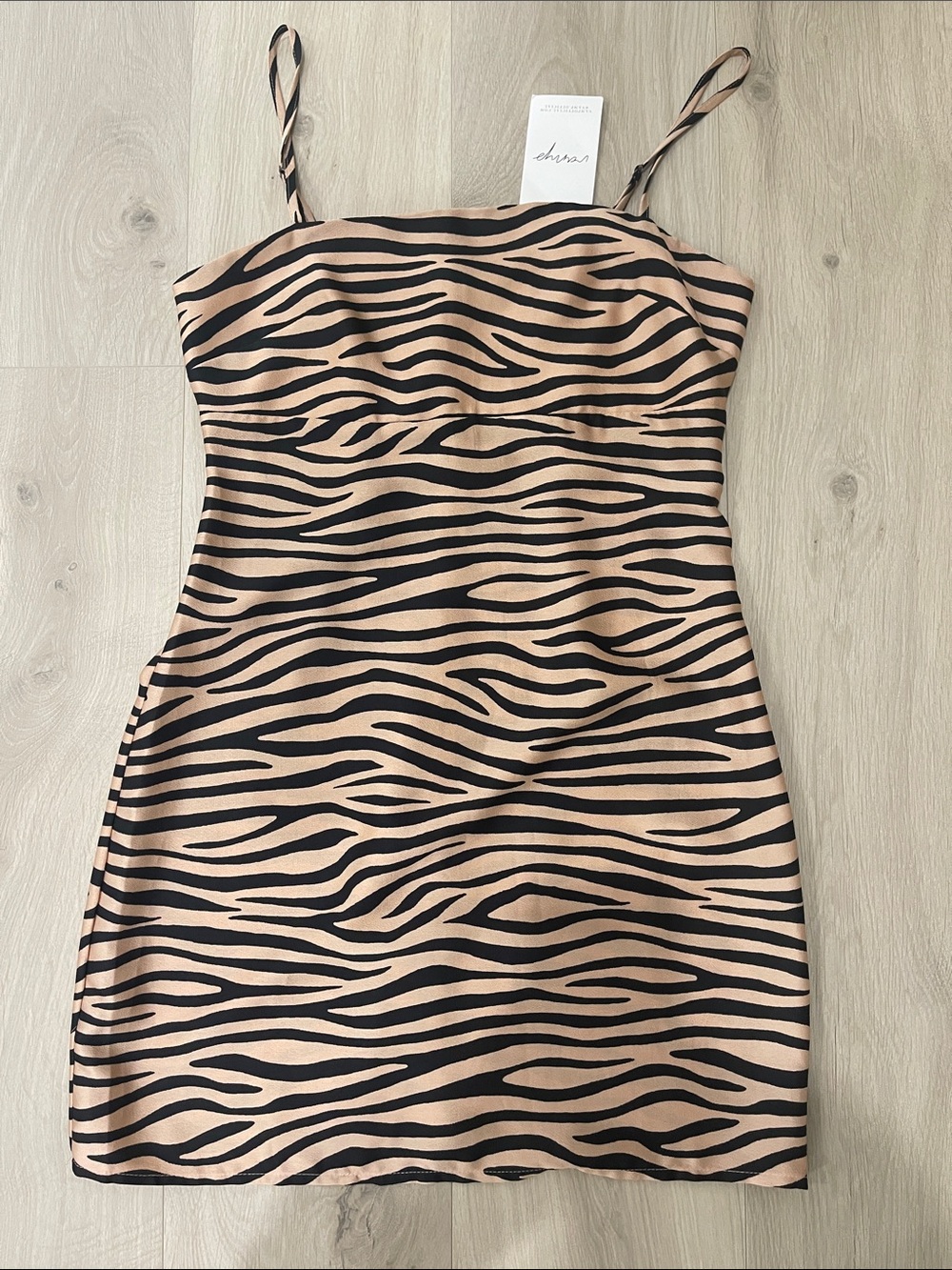 re:named Black and Nude Zebra Print Mini Dress